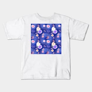 Winter Mandalas and Roses Icy Chilly Blue Kids T-Shirt